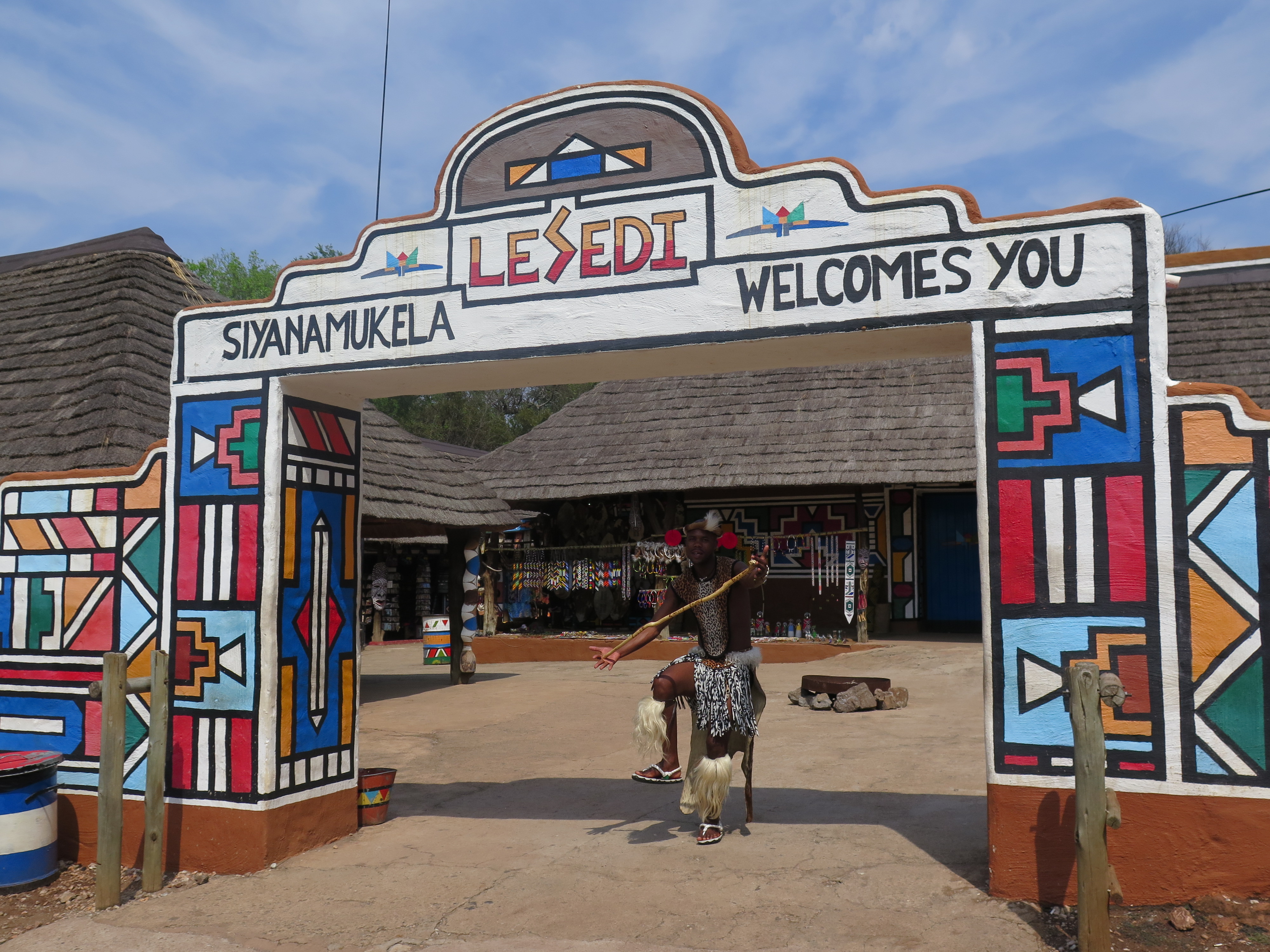 Entrance to Lesedi Cultural village south africa ndebele design